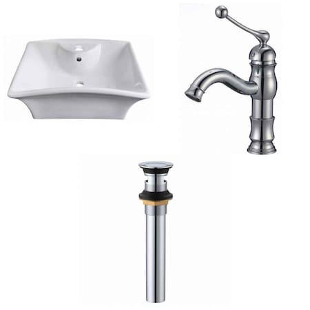 19.5-in. W Above Counter White Vessel Set For 1 Hole Center Faucet